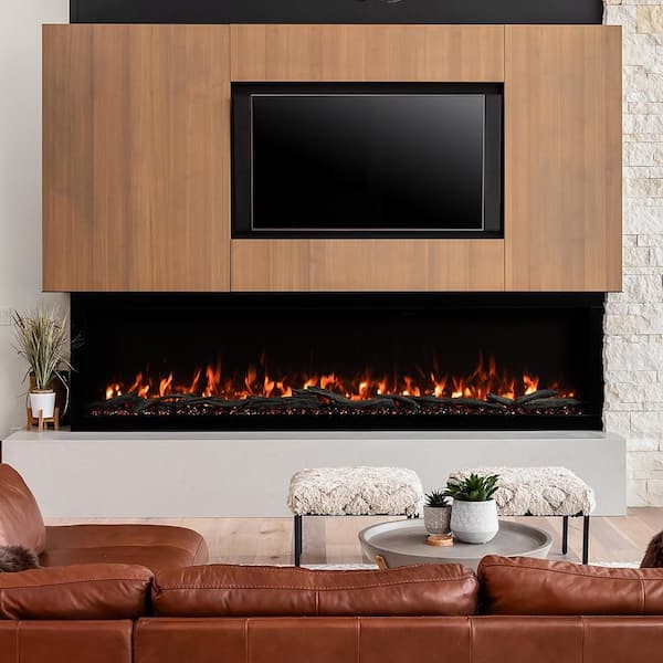 Highmark 100 in. Wall-Mounted Electric Fireplace with Multi-Color Flames, Remote, 5000 BTU, Wi-Fi