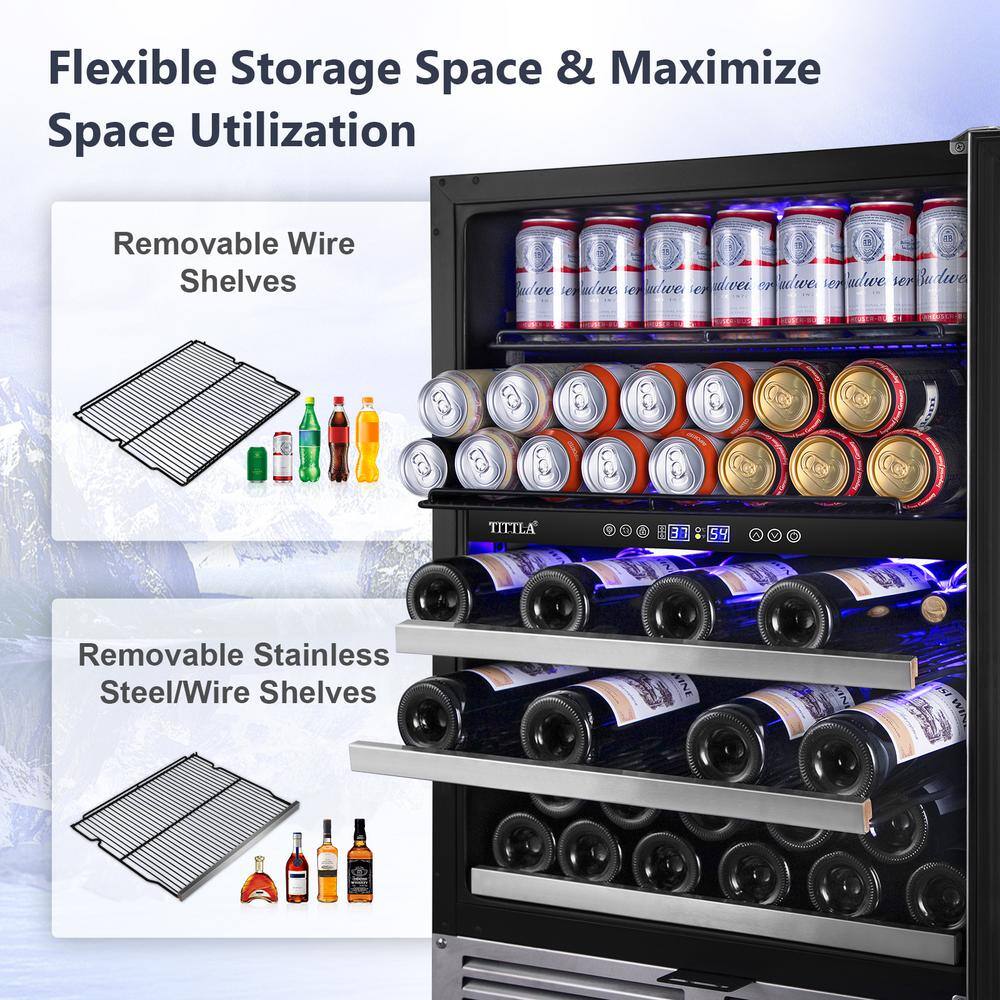 Tittla 24" Stainless Steel Dual Zone Wine and Beverage Cooler