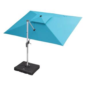 9 ft. x 12 ft. All-aluminum 360-Degree Rotation Silvery Color Cantilever Outdoor Patio Umbrella, Turquoise Blue