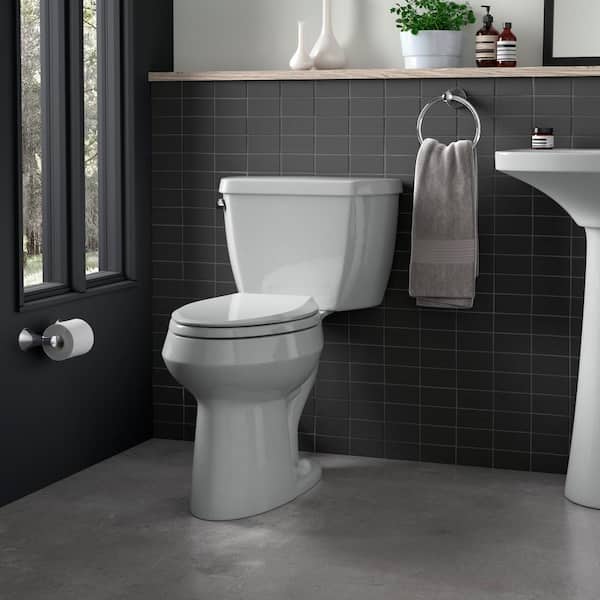 KOHLER Cachet Quiet-Close Elongated Closed-Front Toilet Seat with Grip-Tight Bumpers in Ice Grey
