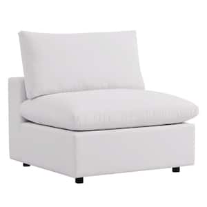 Commix Armless Overstuffed Outdoor Patio Chair with White Cushion