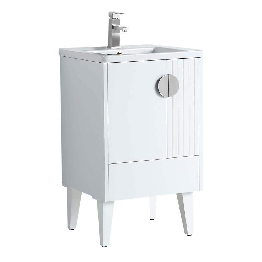 Venezian 20 in. W x 18.11 in. D x 33 in. H Bathroom Vanity Side Cabinet in White Matte with White Ceramic Top price history on PriceWatchPro