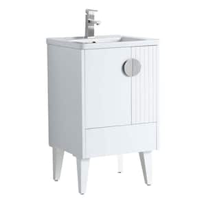 Venezian 20 in. W x 18.11 in. D x 33 in. H Bathroom Vanity Side Cabinet in White Matte with White Ceramic Top