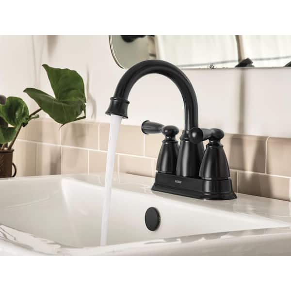 Banbury 4 in. Centerset Double Handle High-Arc Bathroom Faucet in Matte Black