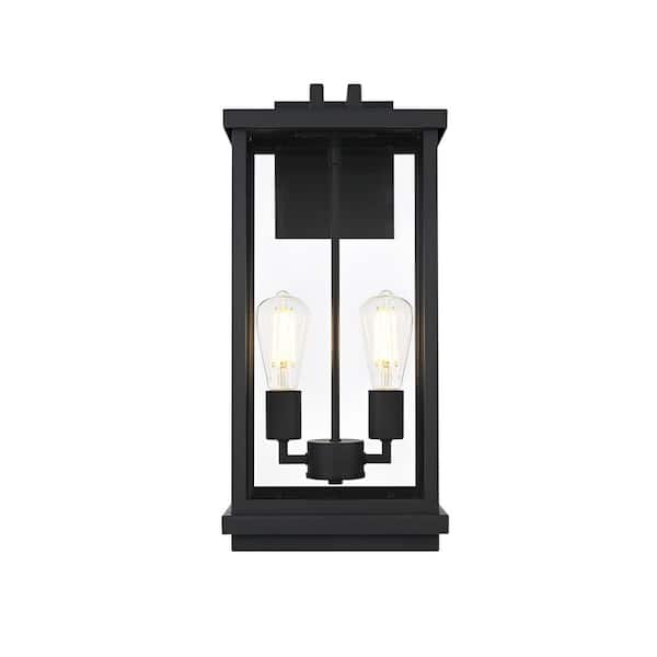 21 in. Black Outdoor Hardwired Wall Sconce with No Bulbs Included