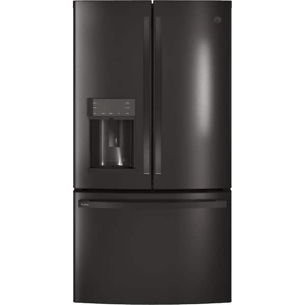 GE Profile 22.1 cu. ft. French Door Refrigerator with Hands-Free Autofill in Black Stainless Steel, Counter Depth