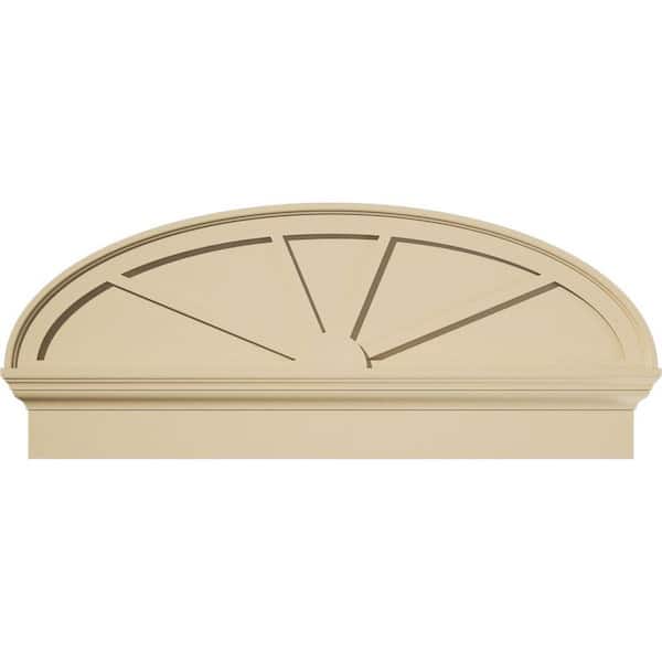 Ekena Millwork 40 in. W x 16-7/8 in. H x 2-3/4 in. P Elliptical 4 Spoke Signature Urethane Combination Pediment, Primed Tan