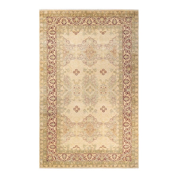 Mogul 8 ft. x 10 ft. Ivory Oriental Wool Indoor Area Rug