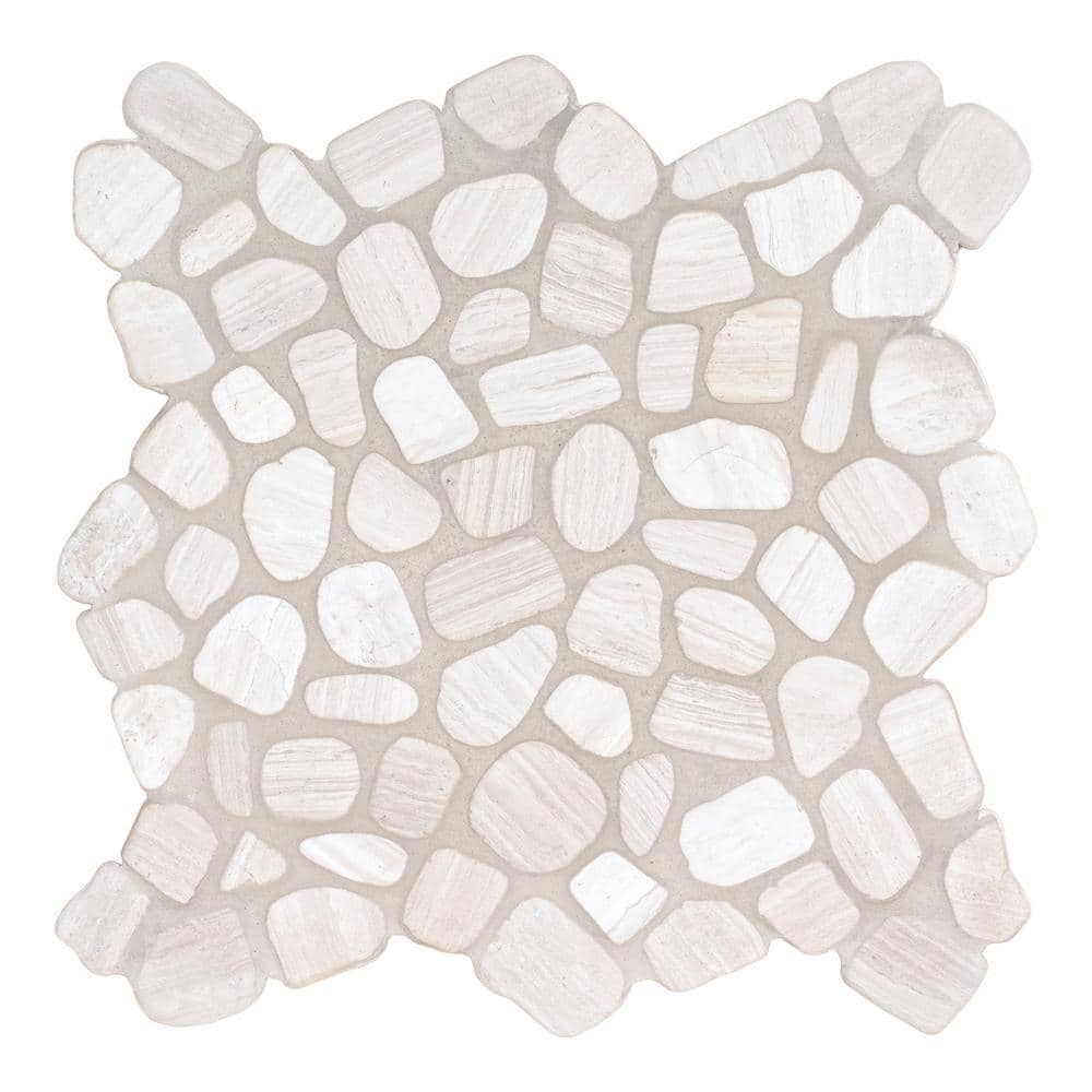 Take Home Tile Sample-White Oak River Rock 4 in. x 4 in. Textured Marble Floor and Wall Tile price history on PriceWatchPro