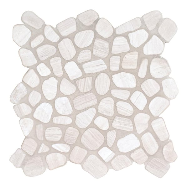 MSI Take Home Tile Sample-White Oak River Rock 4 in. x 4 in. Textured Marble Floor and Wall Tile