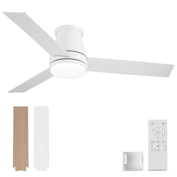 Amici 48 in. Indoor White Low Profile Standard Ceiling Fan with Bright White Integrated LED Light Kit, Remote Included