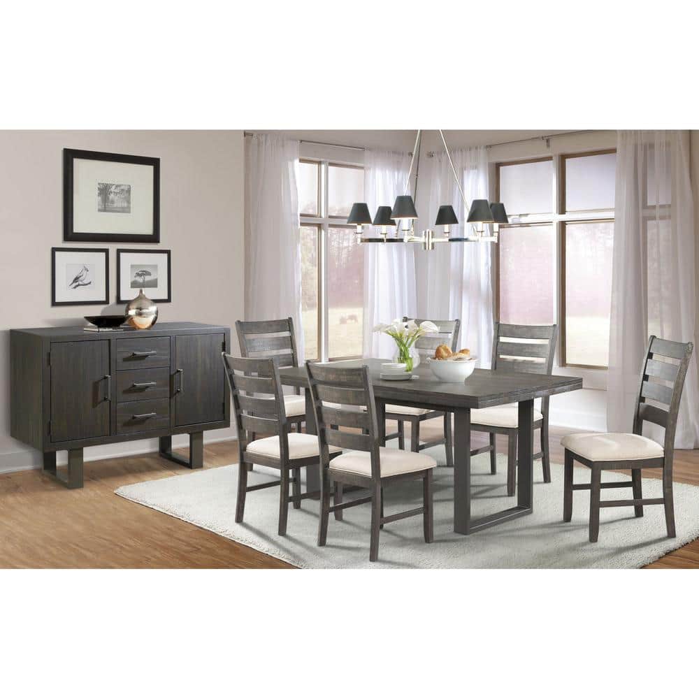 Sullivan 7-Piece Modern Rustic Dining Set with Cream Cushions