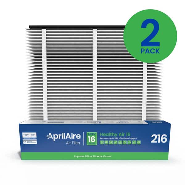 AprilAire 20 in. x 25 in. x 4 in. 216 MERV 16 Pleated Filter for Air Purifier Models 1210, 1620, 2210, 2216, 3210, 4200 (2-Pack)