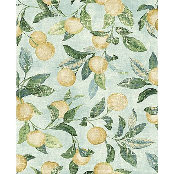 Honey Bell Fruit Lemon Vinyl Peel and Stick Wallpaper Roll (Covers 30.75 sq. ft. )