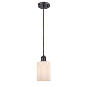 Hadley 1-Light Oil Rubbed Bronze Shaded Pendant Light with Matte White Glass Shade