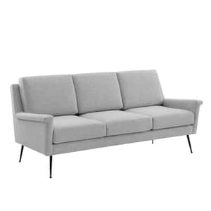 Chesapeake 76.5 Light Gray Fabric 3-Seater Sloped Arm Sofa with Removable Cushions