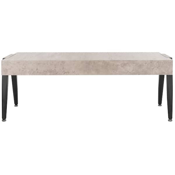 SAFAVIEH Cameron 47 in. Light Gray/Black Large Rectangle Wood Coffee Table