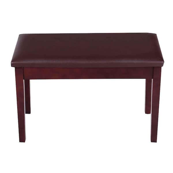 HONEY JOY Black PU Leather Piano Bench Solid Wood Padded Double