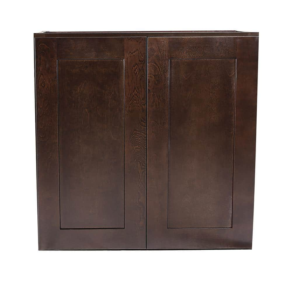 Design House Brookings Solid Wood Ready to Assemble Shaker 24 in. x 36 in. x 12 in. 2 Door Wall Kitchen Cabinet in Espresso