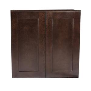 Brookings Plywood Ready to Assemble Shaker 27x36x12 in. 2-Door Wall Kitchen Cabinet in Espresso