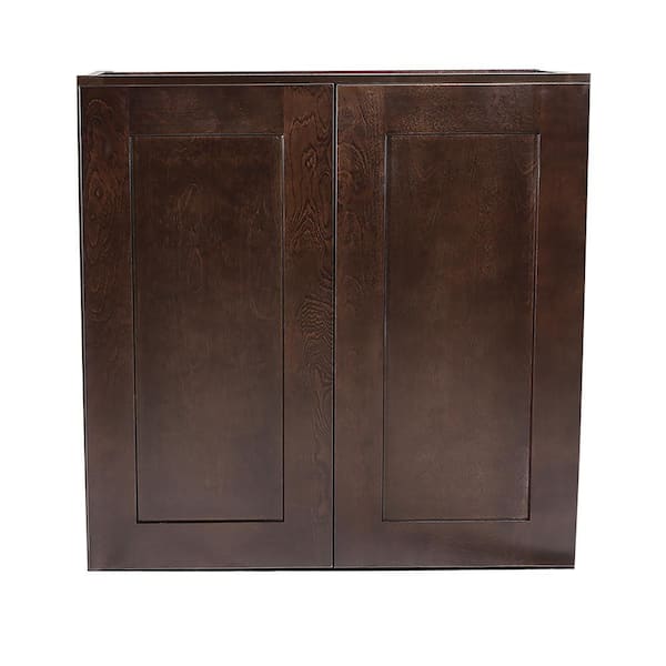 Design House Brookings Solid Wood Ready to Assemble Shaker 27 in. x 36 in. x 12 in. 2 Door Wall Kitchen Cabinet in Espresso