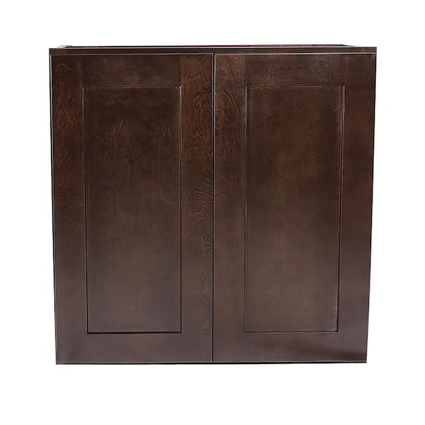 Design House Brookings Plywood Ready to Assemble Shaker 30x36x12 in. 2-Door Wall Kitchen Cabinet in Espresso
