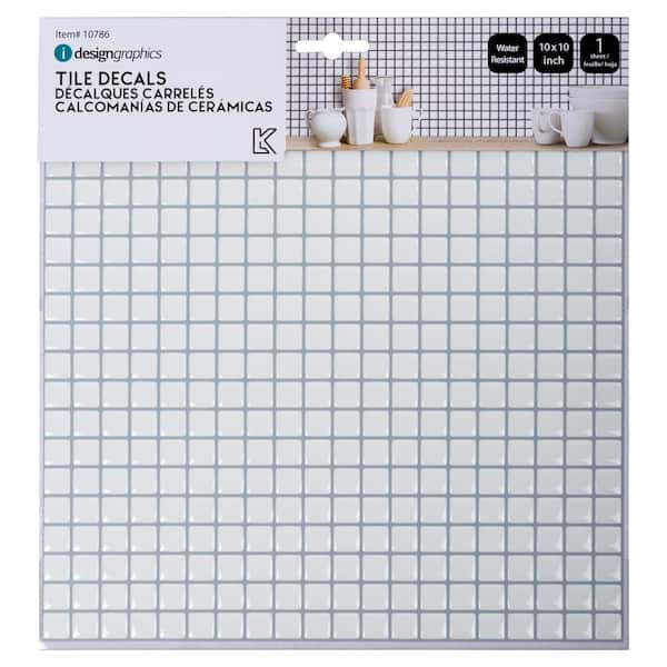 Unbranded Self-Adhesive 6-Count Mini Square Subway White 10 in. x 10 in. Peel and Stick Wall Tiles 10 in. x 10 in.