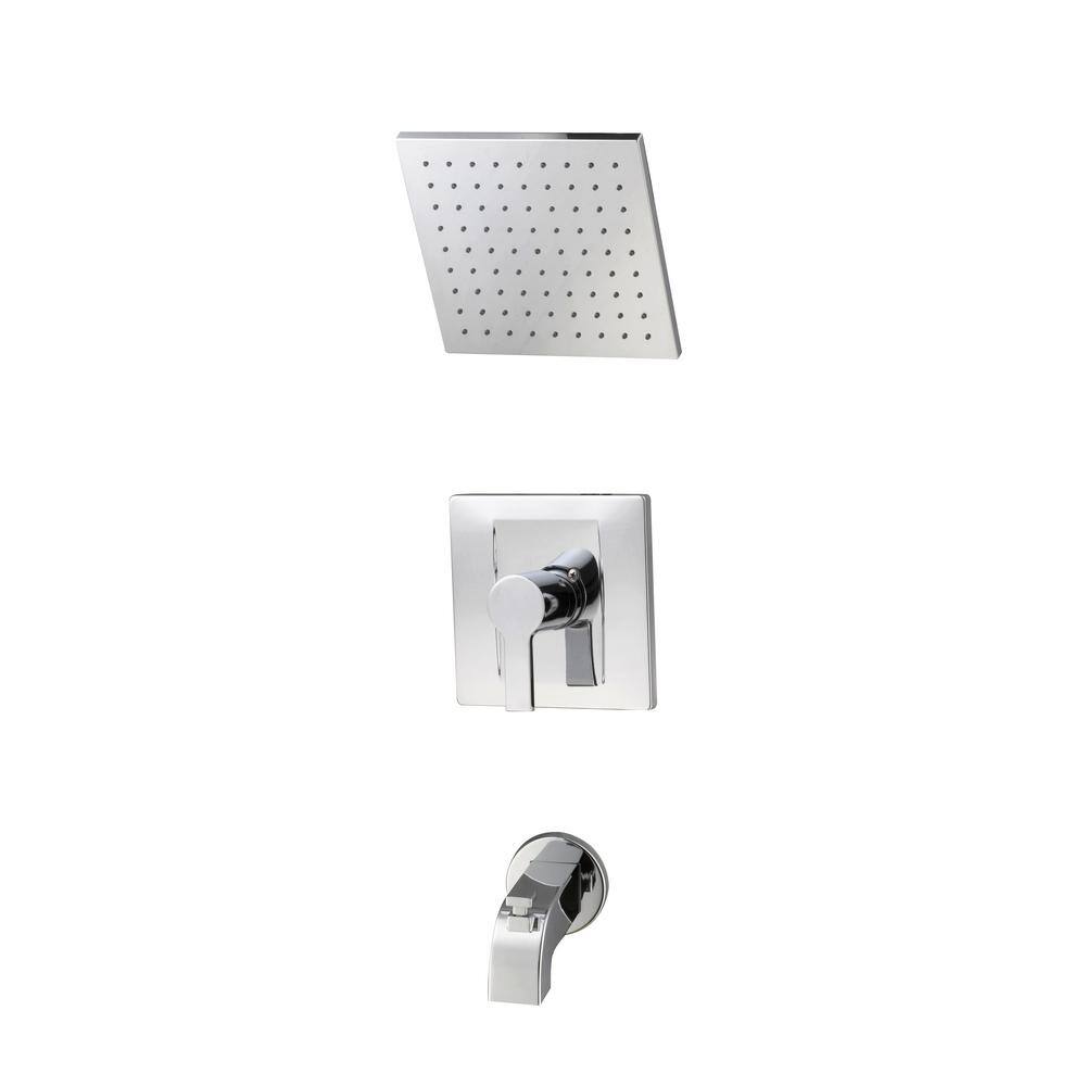 Chrome Square Wall Mounted Rain Shower Faucet Set