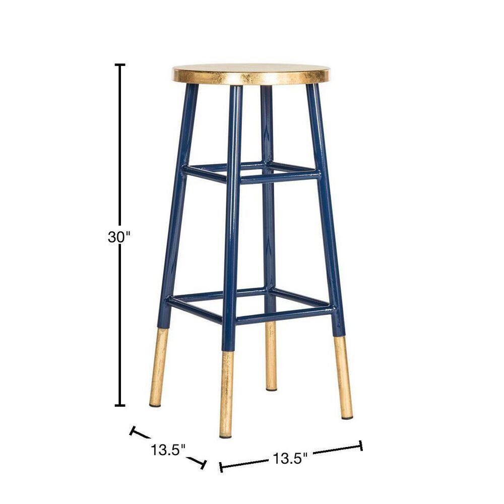Navy and Dipped Gold 30" Transitional Metal Bar Stool