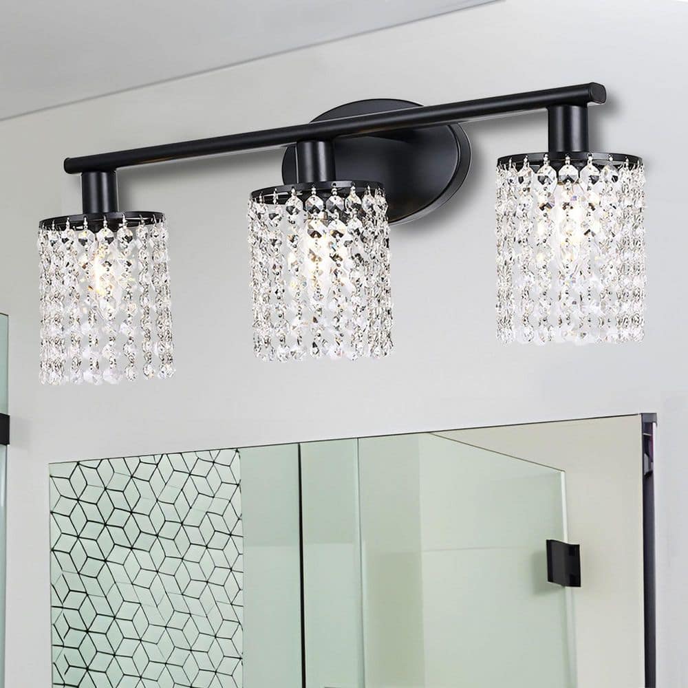 20.87 in.3-Light Modern Black Crystal Wall Sconce price history on PriceWatchPro
