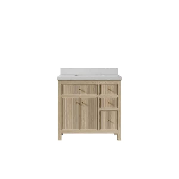 Willow Collections Sonoma Oak 36 in. W x 22 in. D x 36 in. H Single Sink Bath Vanity Center in White Oak with 2 in. Carrara Quartz Top