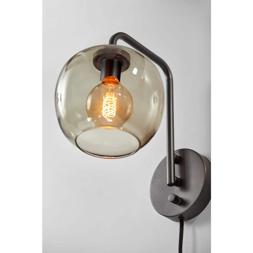 Matte Black Metal Direct Wired Plug-In Wall Sconce