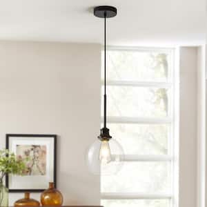 1-Light Black Modern/Contemporary Clear Glass Globe Mini Hanging Pendant Light