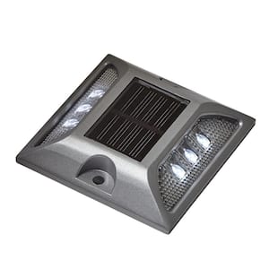 Solar Powered Silver Heavy Duty LED Dock, Deck and Pathway Light with Bright White LED Lights