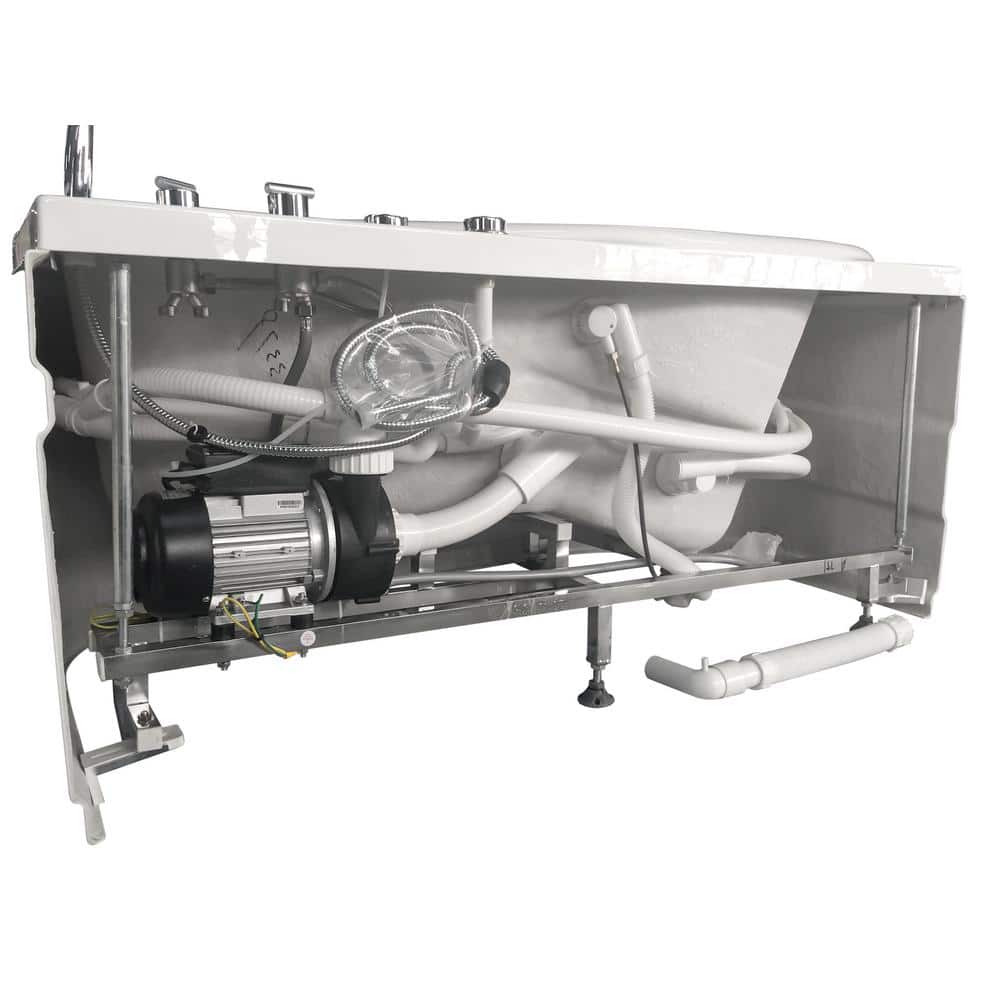 White Acrylic Corner Whirlpool Bathtub with Right Drain