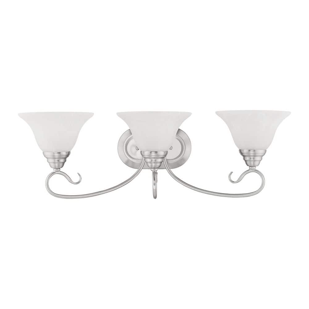 Coronado Brushed Nickel 3-Light Vanity with White Alabaster Glass