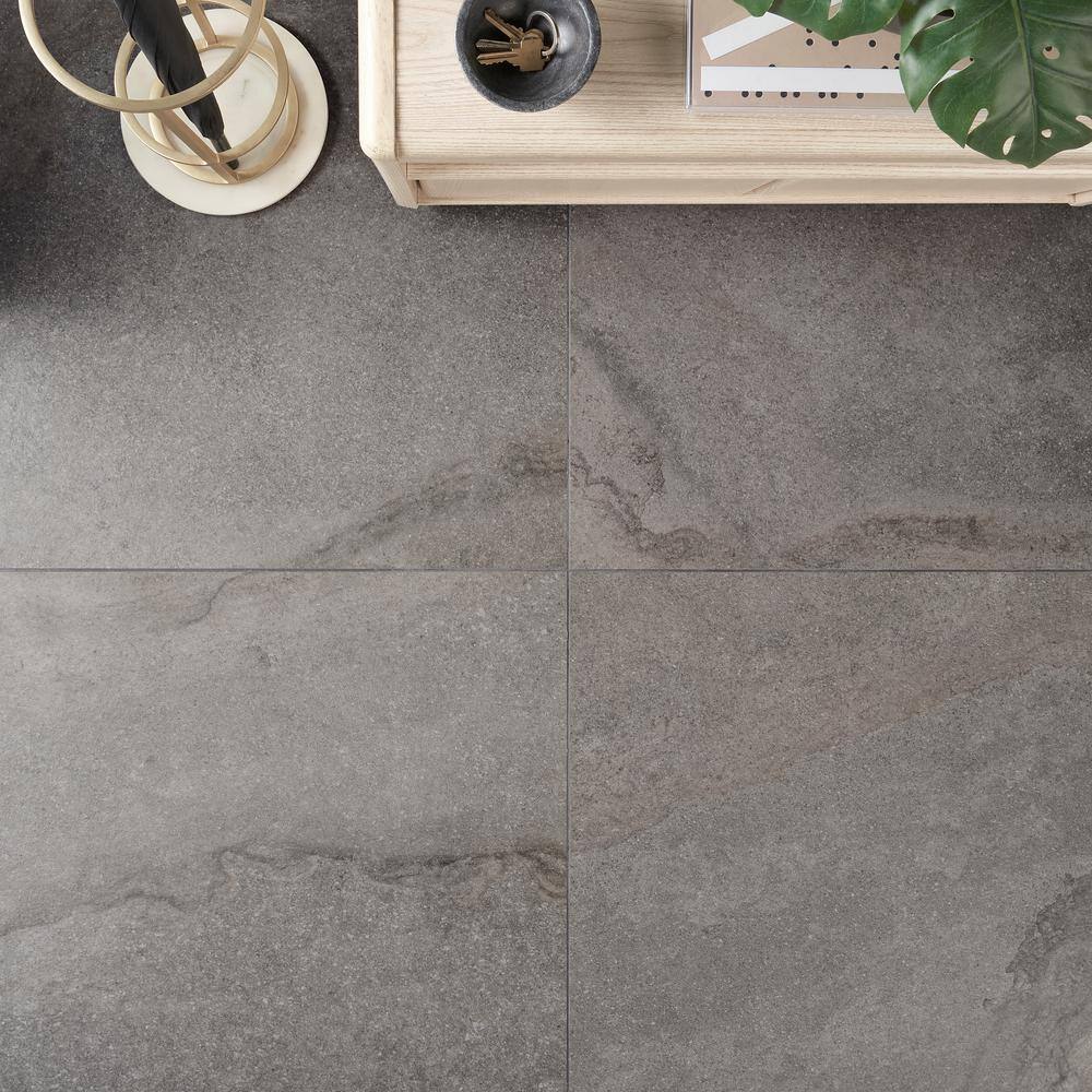 District 24" x 24" Matte Gray Porcelain Floor and Wall Tile