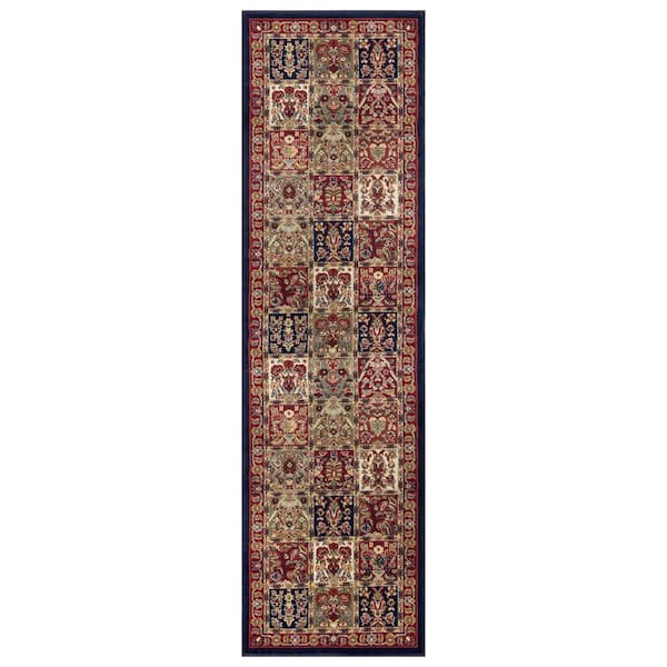 Concord Global Trading Jewel Panel Red 2 ft. x 8 ft. Runner Rug