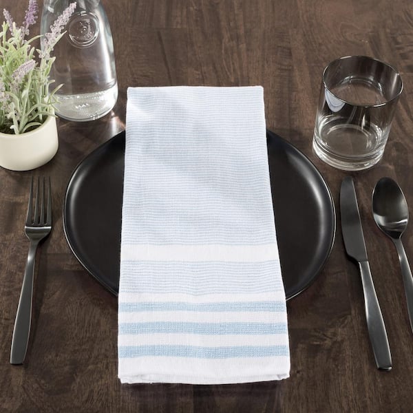New 2-PK KitchenAid Cotton Terry Kitchen Towels Lt Gray w Gray Stripe  16x28