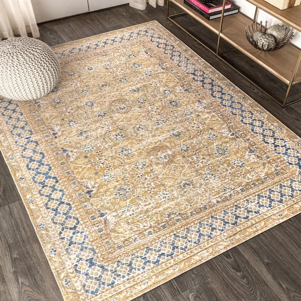 JONATHAN Y Stirling English Country Argyle Blue/Gold 4 ft. x 6 ft. Area Rug