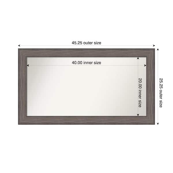 Amanti Art Country Barnwood 45.25 in. W. x 25.25 in. Custom Non-Beveled Wood Framed Bathroom Vanity Wall Mirror