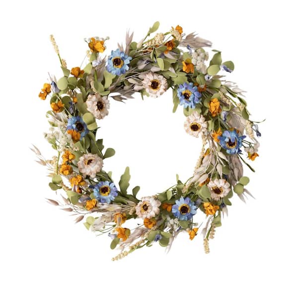SULLIVANS 21.75 in. Artificial Summer Wildflower Wreath