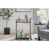 StyleWell Black Metal Bar Cart with Natural Wood Shelves (26 in. W ...