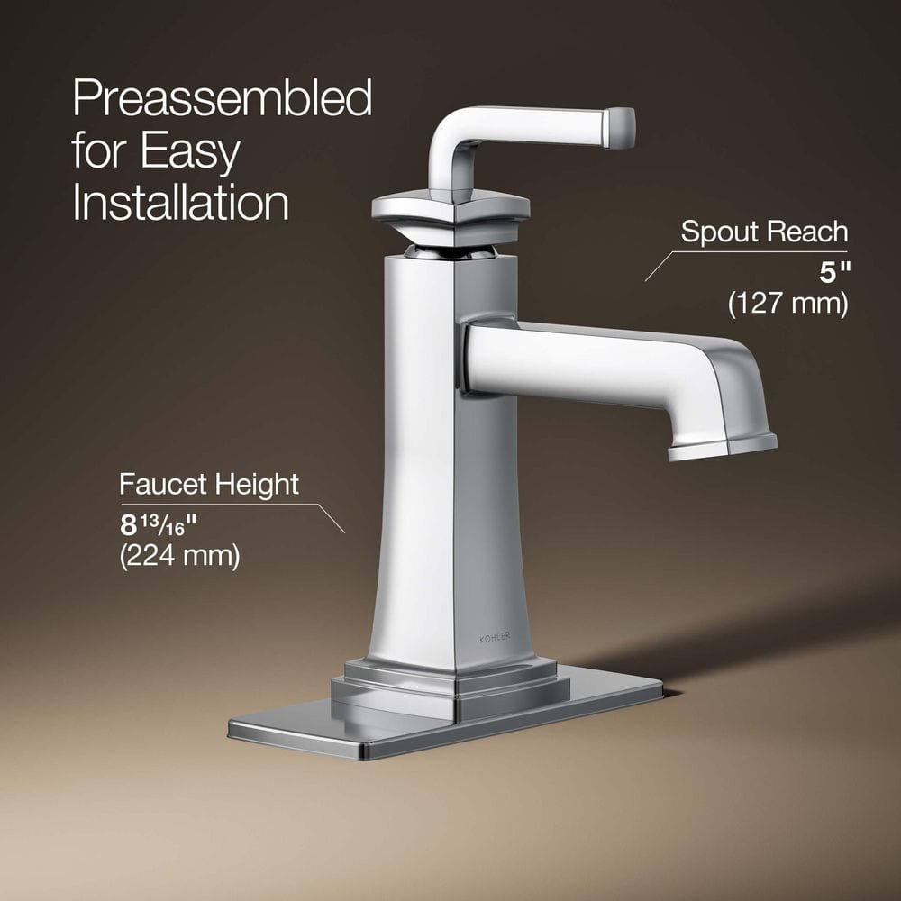 Riff Polished Chrome Single-Handle Bathroom Sink Faucet with Clicker Drain