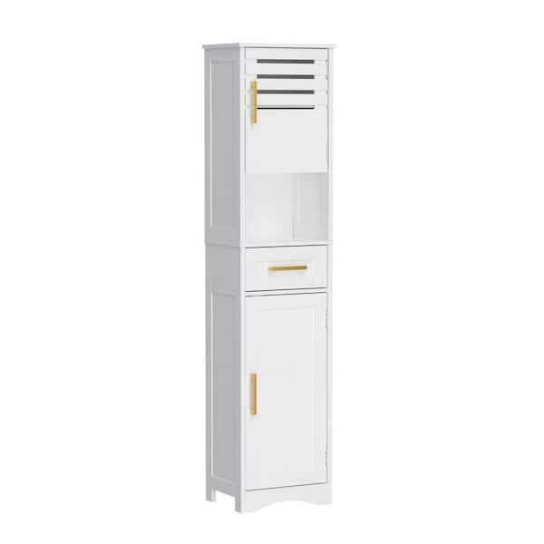 Avex 15 in. W x 11.4 in. D x 67 in. H White MDF Freestanding Linen Cabinet