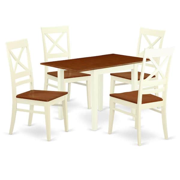 East West Furniture 5-Piece Buttermilk and Cherry Solid Wood Top - Dining Room Set - (Seats-4)