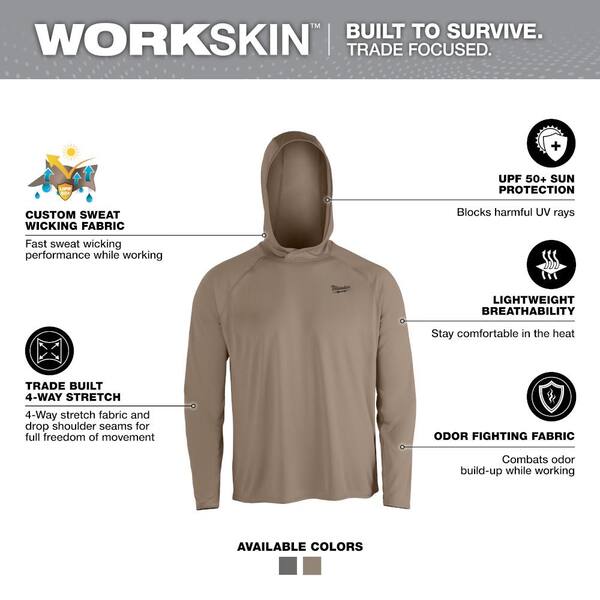 akky Milwaukee Men's WORKSKIN Sandstone 3X-Large Hooded Sun Shirt