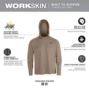 Men's Large Sandstone WORKSKIN Hooded Sun Shirt (2-Pack)