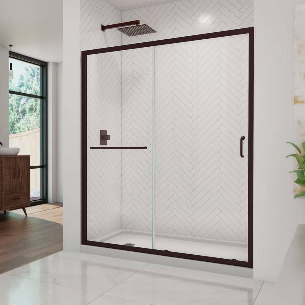 Infinity-Z 60" Oil Rubbed Bronze Sliding Shower Kit with White Base
