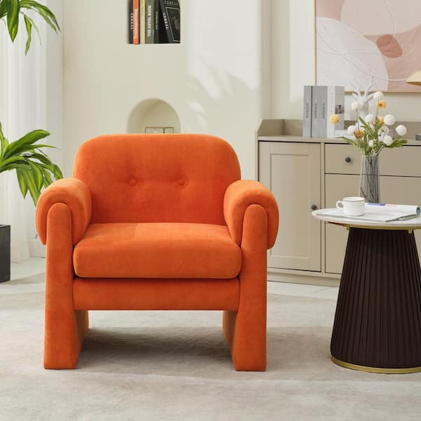 JEAREY Downy Fluffy Cloud Upholstered Accent Chair, Armchair for Bedroom Reception Area Reading Room Living Room in Orange Red